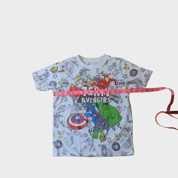 Marvel Avengers Kids White T-Shirt Size 7 Short Sleeve Graphic Tee Super Hero - Picture 5 of 6